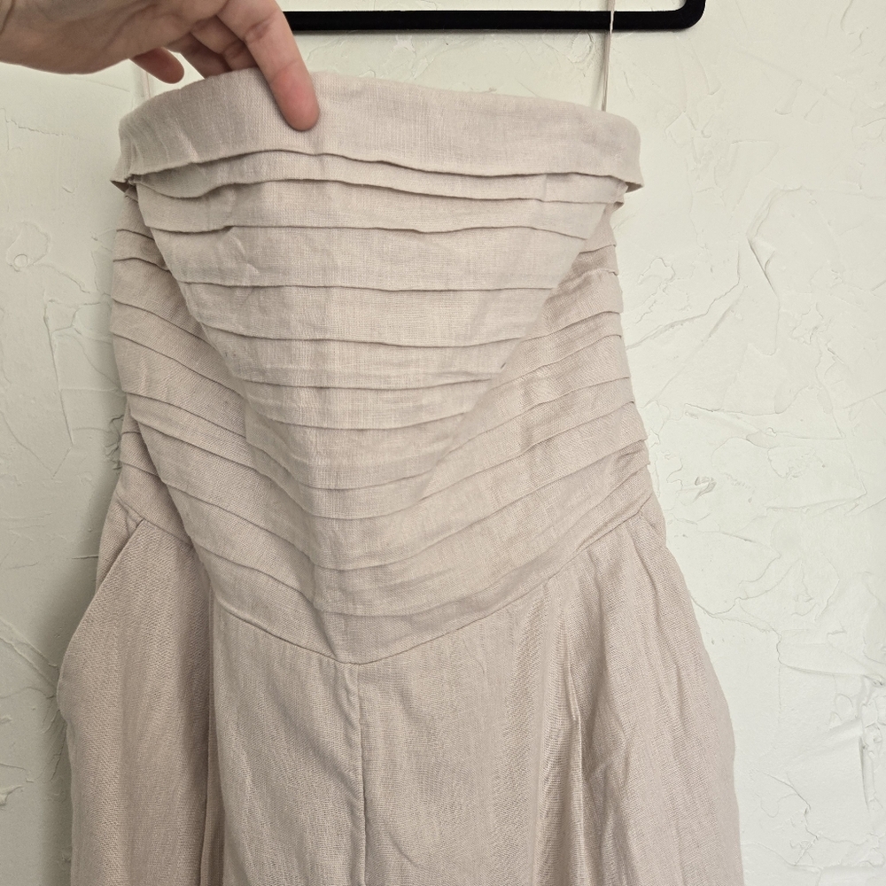 Abercrombie & Fitch Beige Strapless Linen Jumpsuit - Picture 5 of 12